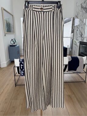 Self Contrast striped wide leg pants size XS